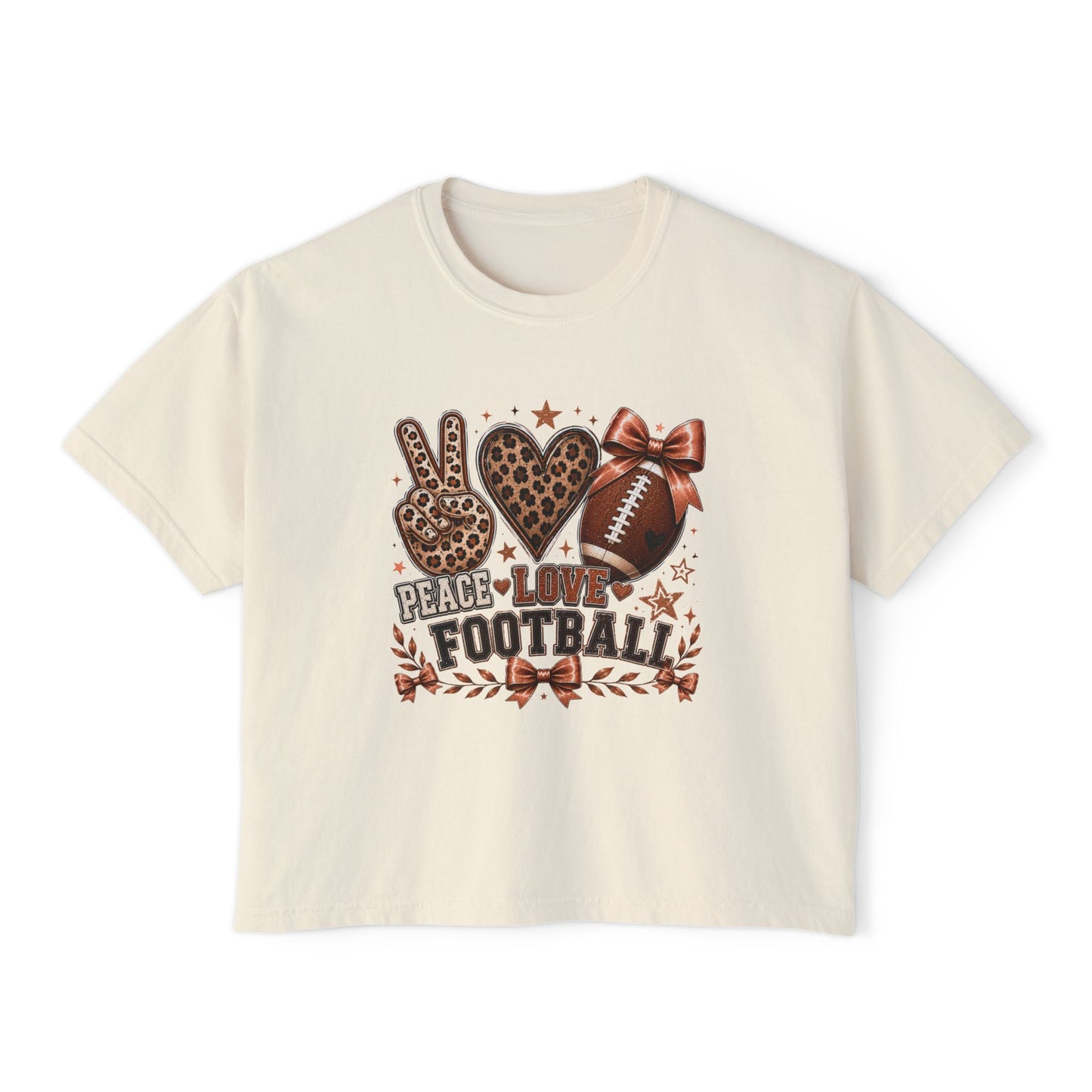 Peace Love Football— Leopard Print- Crop