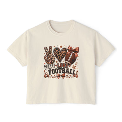 Peace Love Football— Leopard Print- Crop