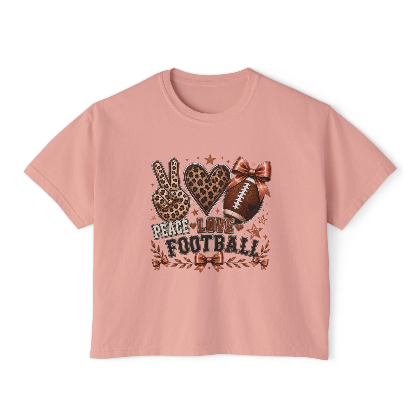 Peace Love Football— Leopard Print- Crop