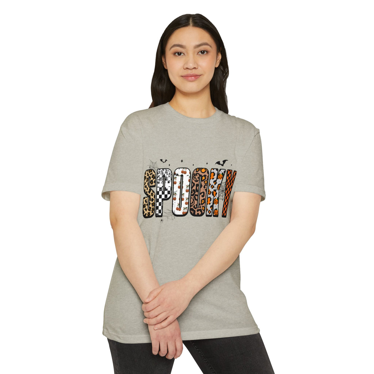Spooky Leopard Patch Tee - Halloween Graphic T-Shirt
