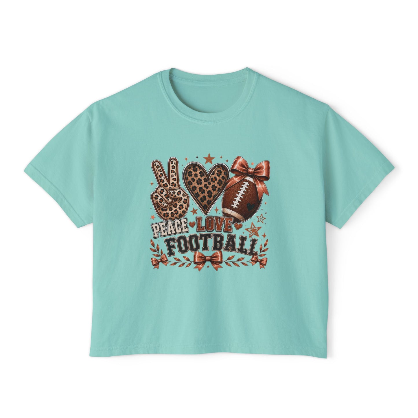 Peace Love Football— Leopard Print- Crop