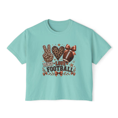 Peace Love Football— Leopard Print- Crop