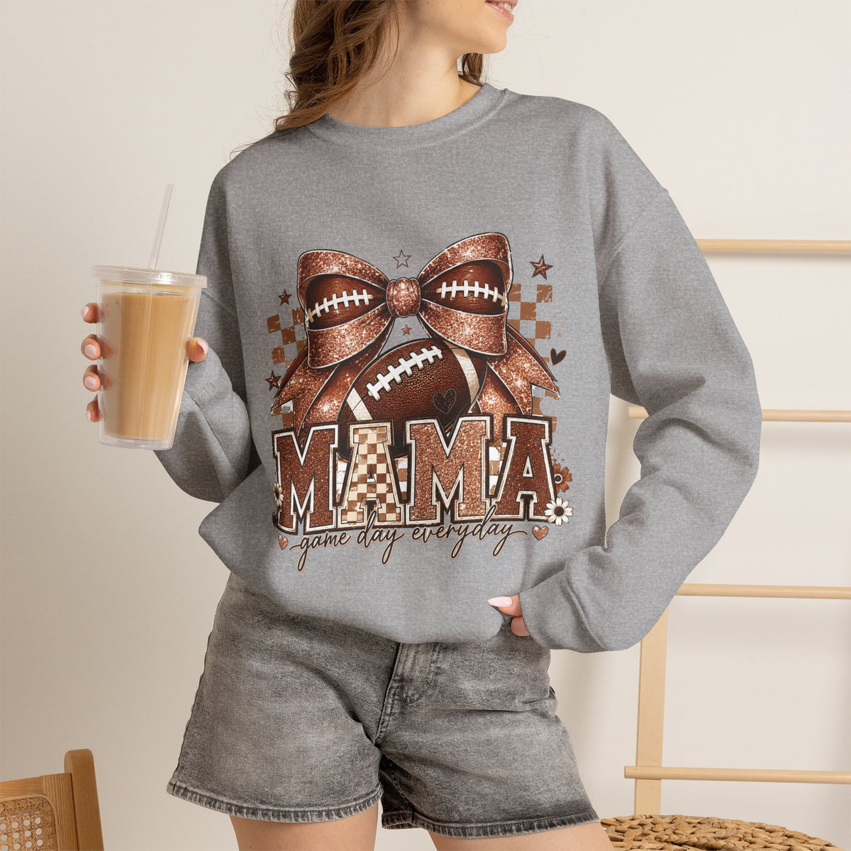 Mama Football Sweatshirt – 'Mama Game Day Ready' Cozy Crewneck