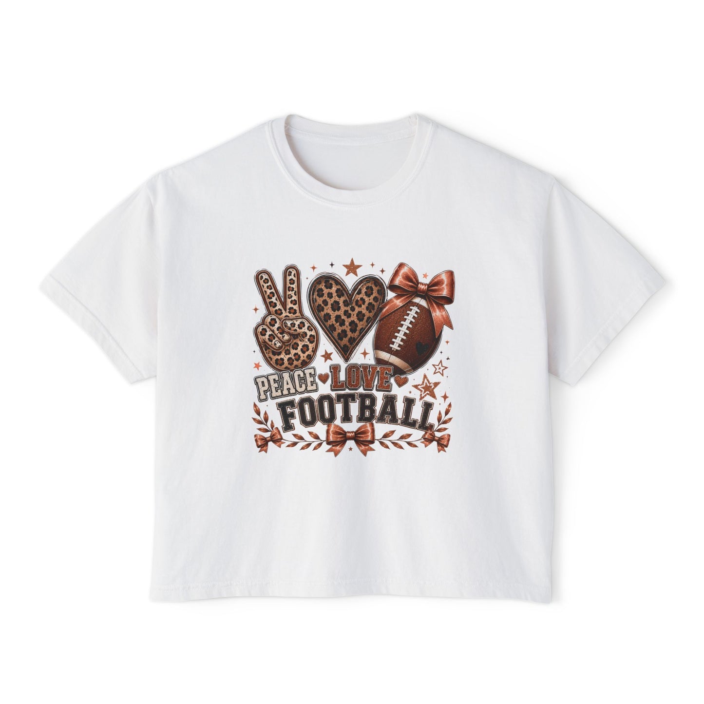 Peace Love Football— Leopard Print- Crop