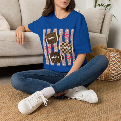 Football T-Shirt — Rustic Gridiron Design with Bows