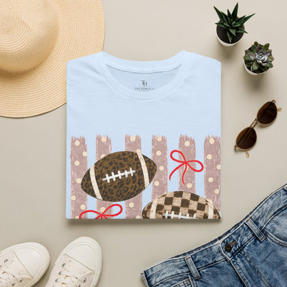 Football T-Shirt — Rustic Gridiron Design with Bows
