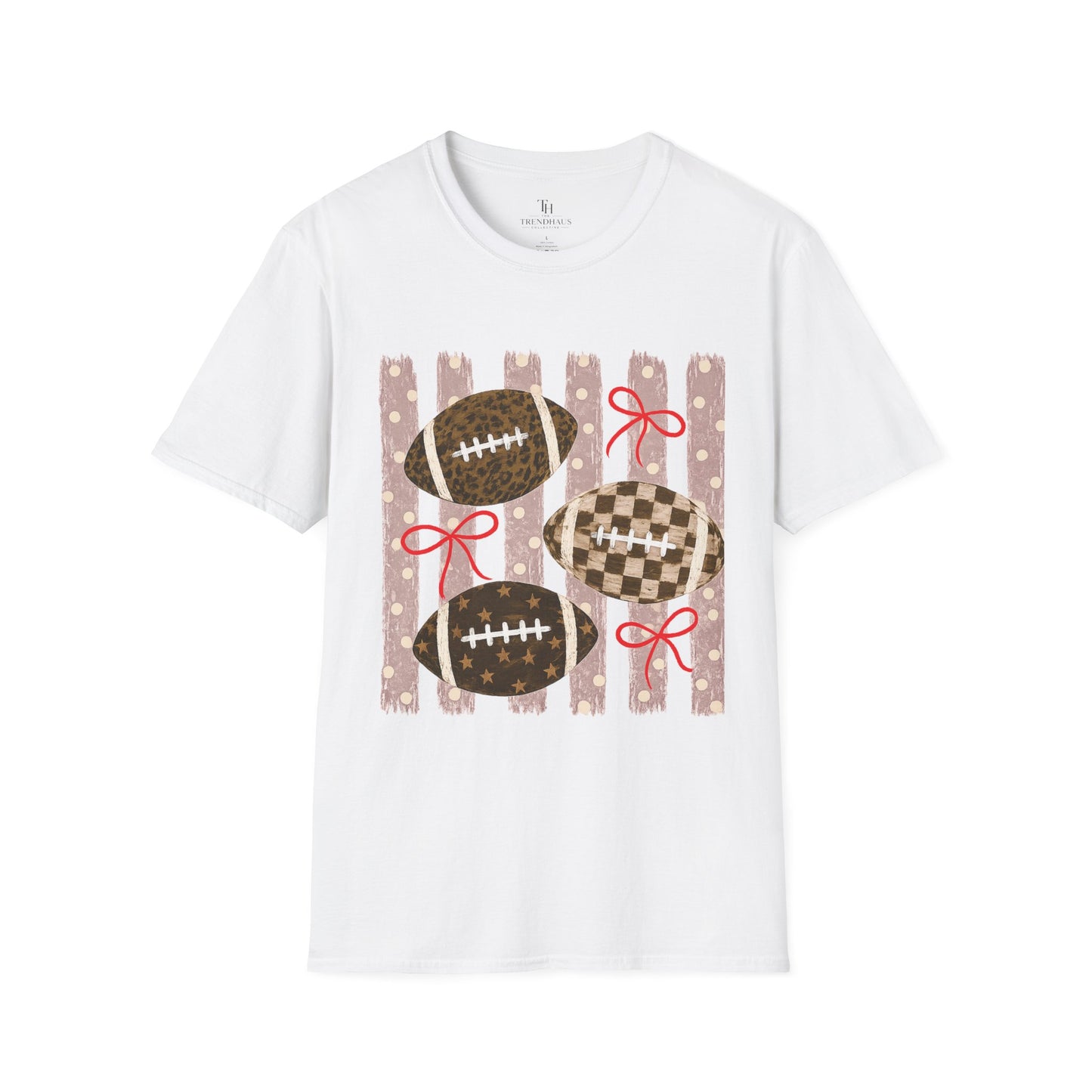 Football T-Shirt — Rustic Gridiron Design with Bows