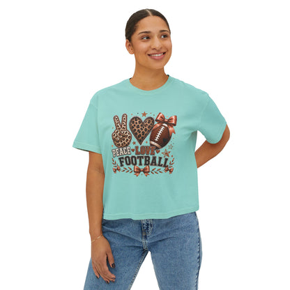Peace Love Football— Leopard Print- Crop