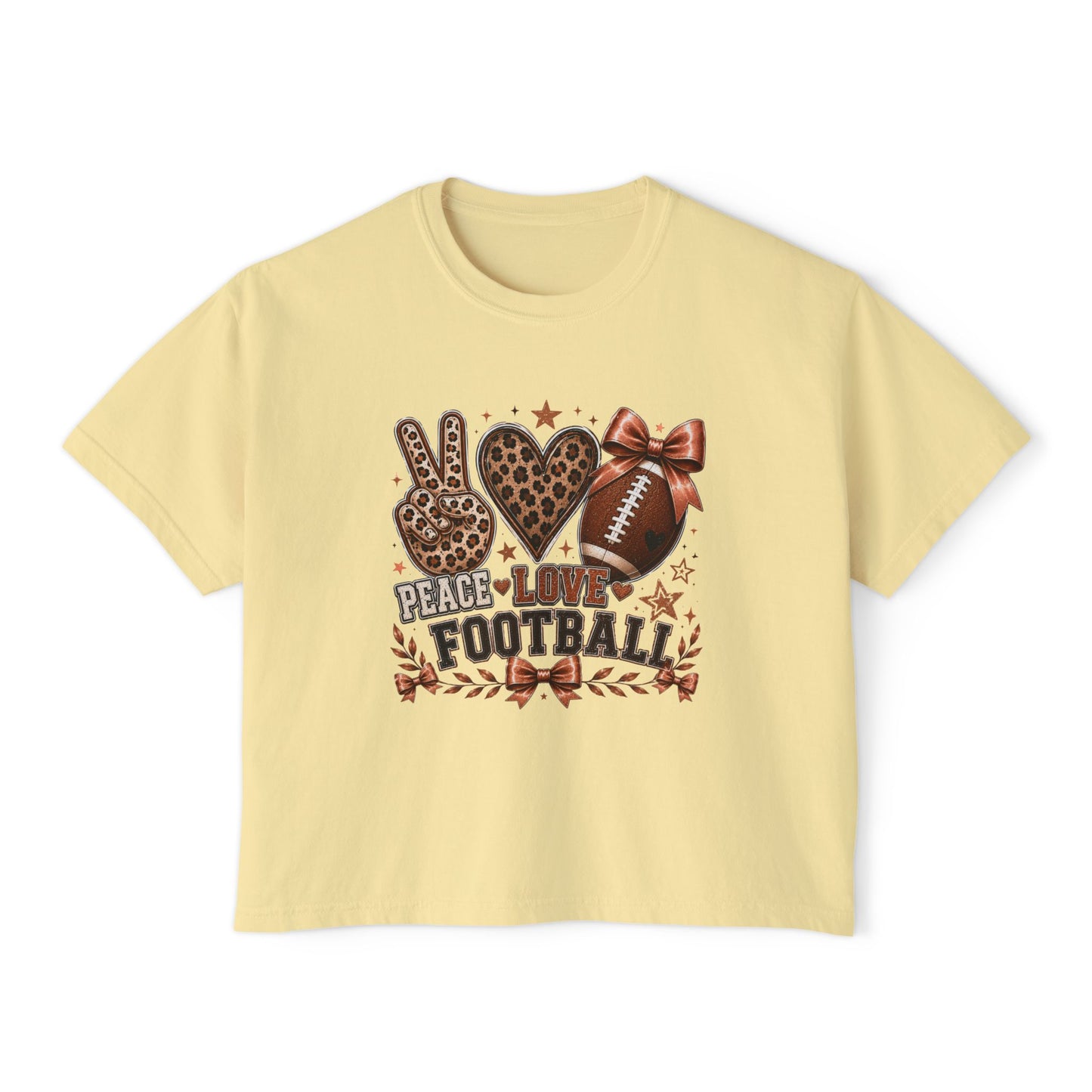 Peace Love Football— Leopard Print- Crop