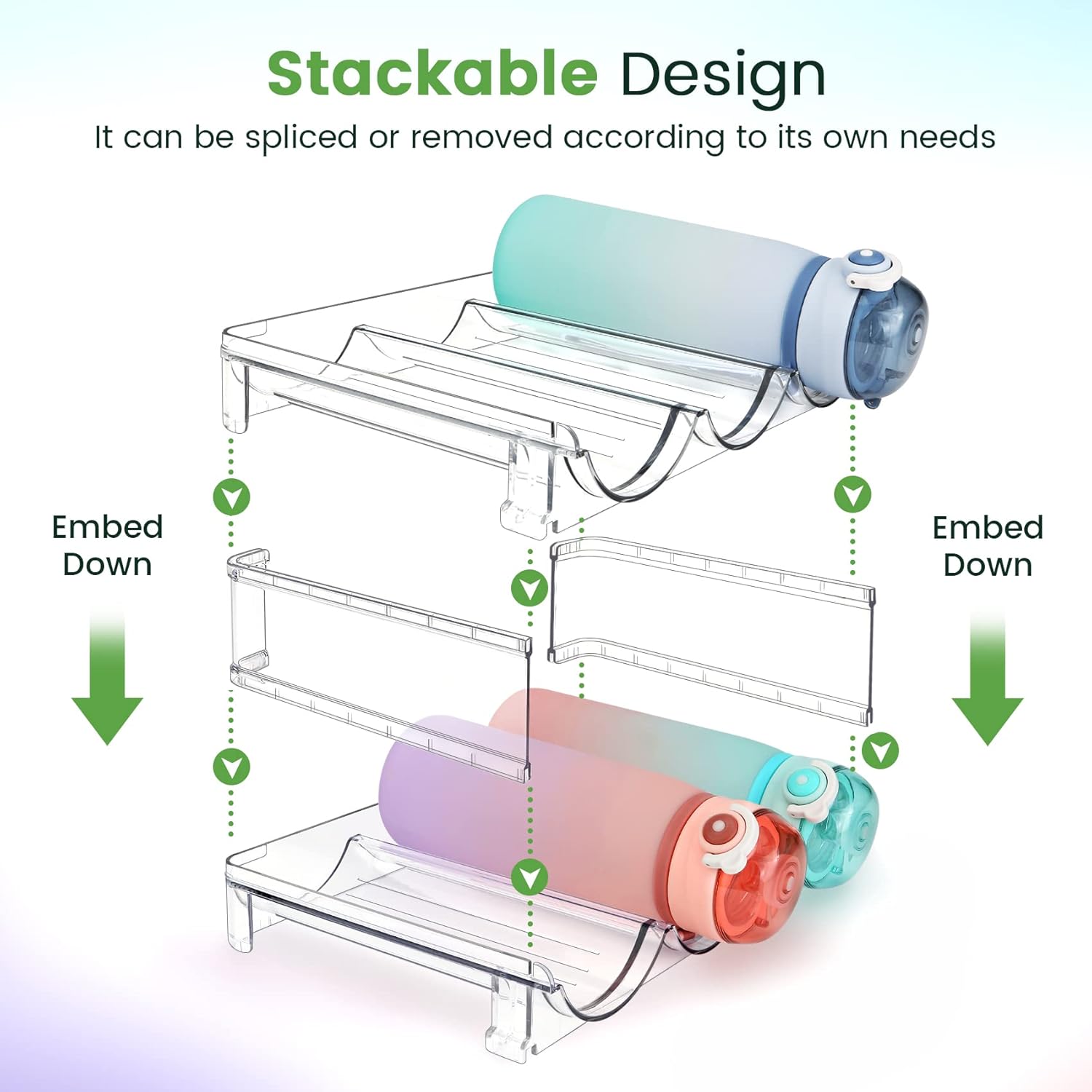 Effortlessly Organize Your Space with Our Stackable Water Bottle Storage Rack - Set of 2 Classic Acrylic Organizers