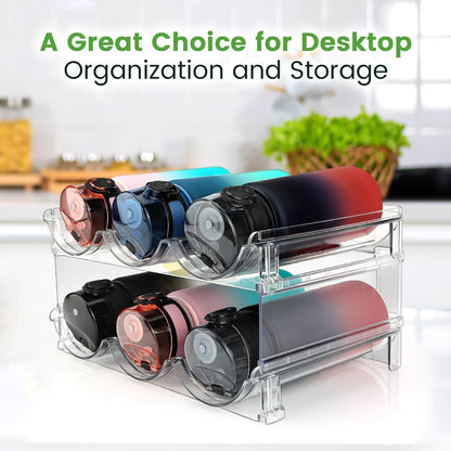 Effortlessly Organize Your Space with Our Stackable Water Bottle Storage Rack - Set of 2 Classic Acrylic Organizers