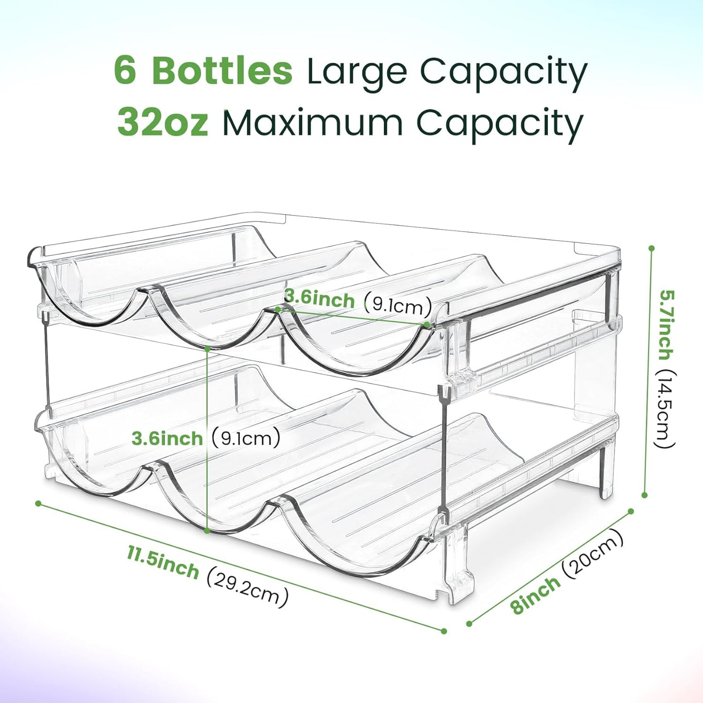 Effortlessly Organize Your Space with Our Stackable Water Bottle Storage Rack - Set of 2 Classic Acrylic Organizers