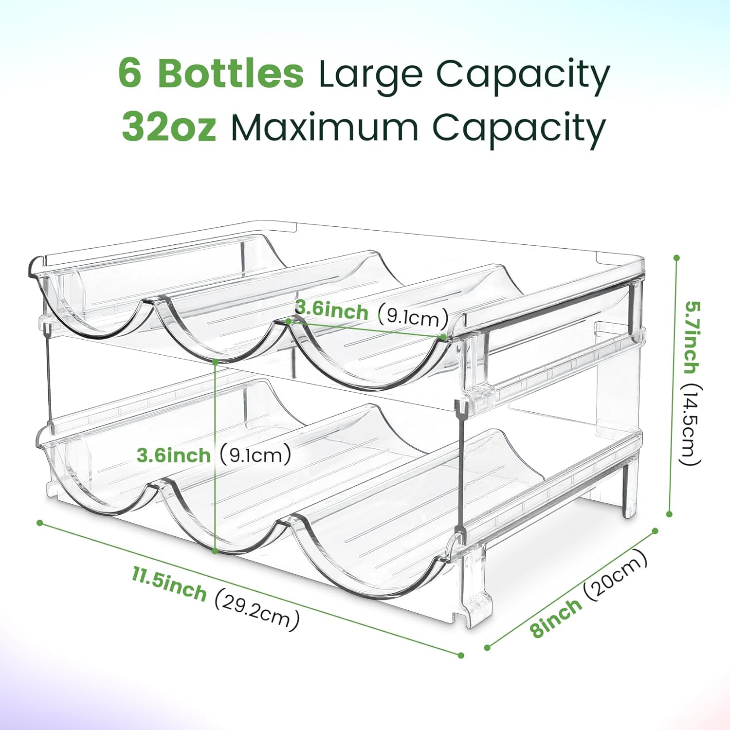 Effortlessly Organize Your Space with Our Stackable Water Bottle Storage Rack - Set of 2 Classic Acrylic Organizers