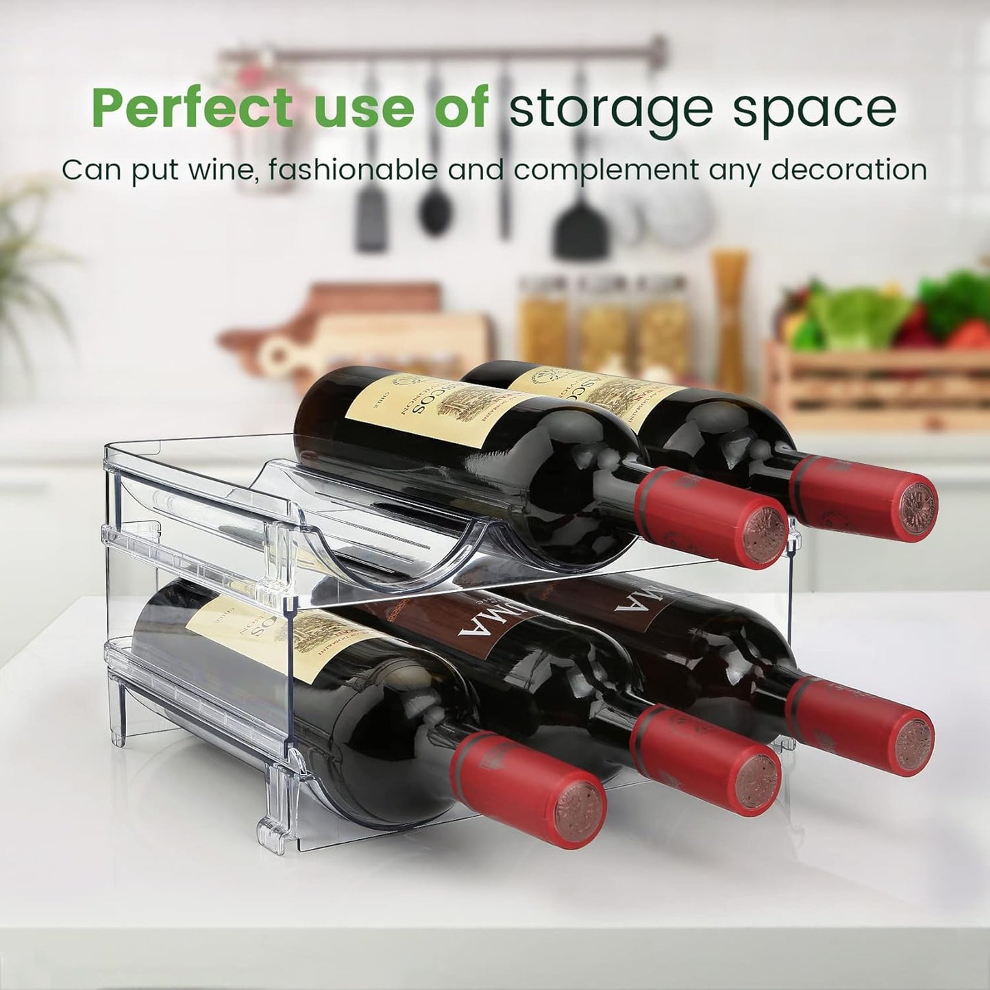 Effortlessly Organize Your Space with Our Stackable Water Bottle Storage Rack - Set of 2 Classic Acrylic Organizers