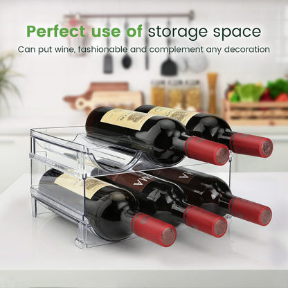 Effortlessly Organize Your Space with Our Stackable Water Bottle Storage Rack - Set of 2 Classic Acrylic Organizers