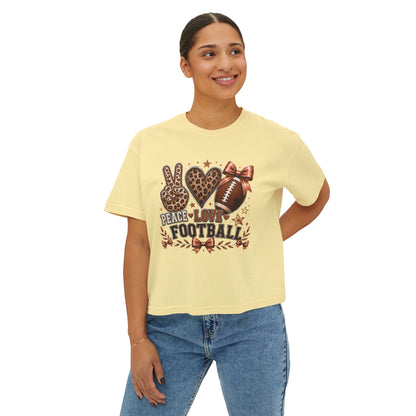 Peace Love Football— Leopard Print- Crop