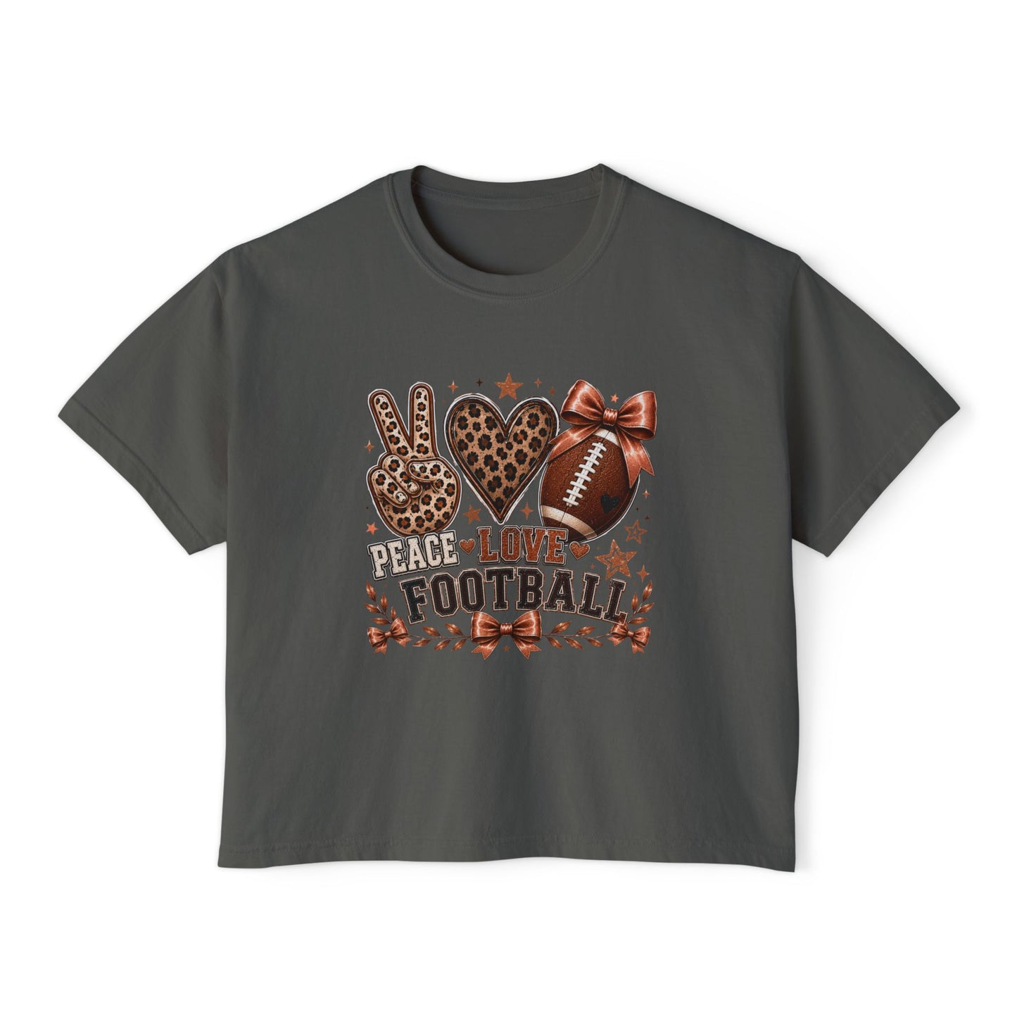 Peace Love Football— Leopard Print- Crop