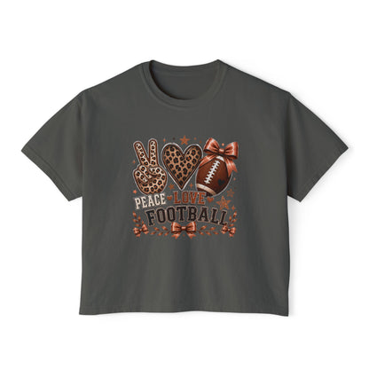 Peace Love Football— Leopard Print- Crop