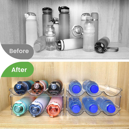 Effortlessly Organize Your Space with Our Stackable Water Bottle Storage Rack - Set of 2 Classic Acrylic Organizers