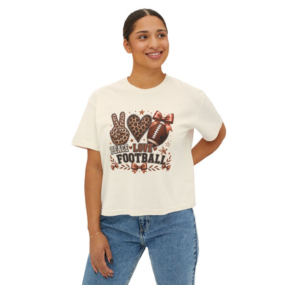 Peace Love Football— Leopard Print- Crop