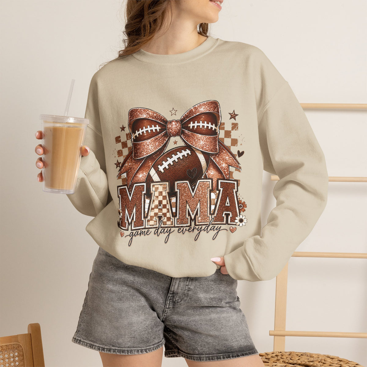 Mama Football Sweatshirt – 'Mama Game Day Ready' Cozy Crewneck